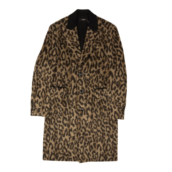 Brown Leopard Print Single Breasted Coat