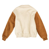 Beige And Tan Cardigan Bomber