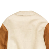 Beige And Tan Cardigan Bomber