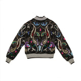 Black And Multicolred Paisley Bomber Jacket