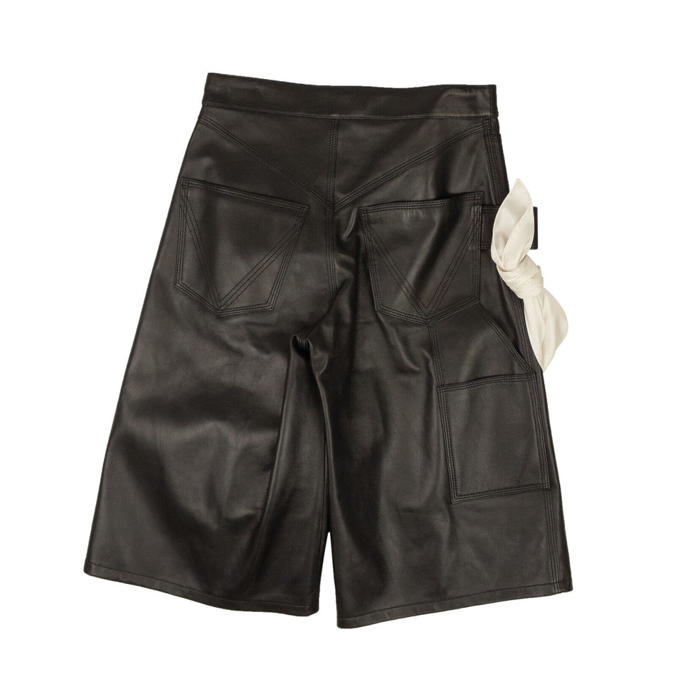 Black Leather Bandana Shorts
