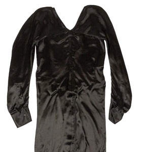 Black V-Neck Design Silk Dress