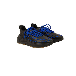 Black And Blue Leather Speedster Sneakers