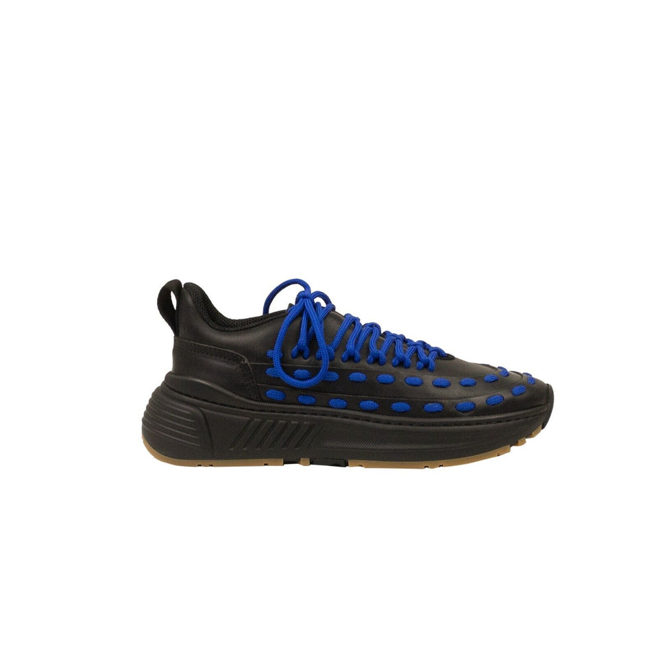 Black And Blue Leather Speedster Sneakers