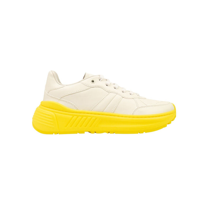White And Yellow Leather Speedster Sneakers