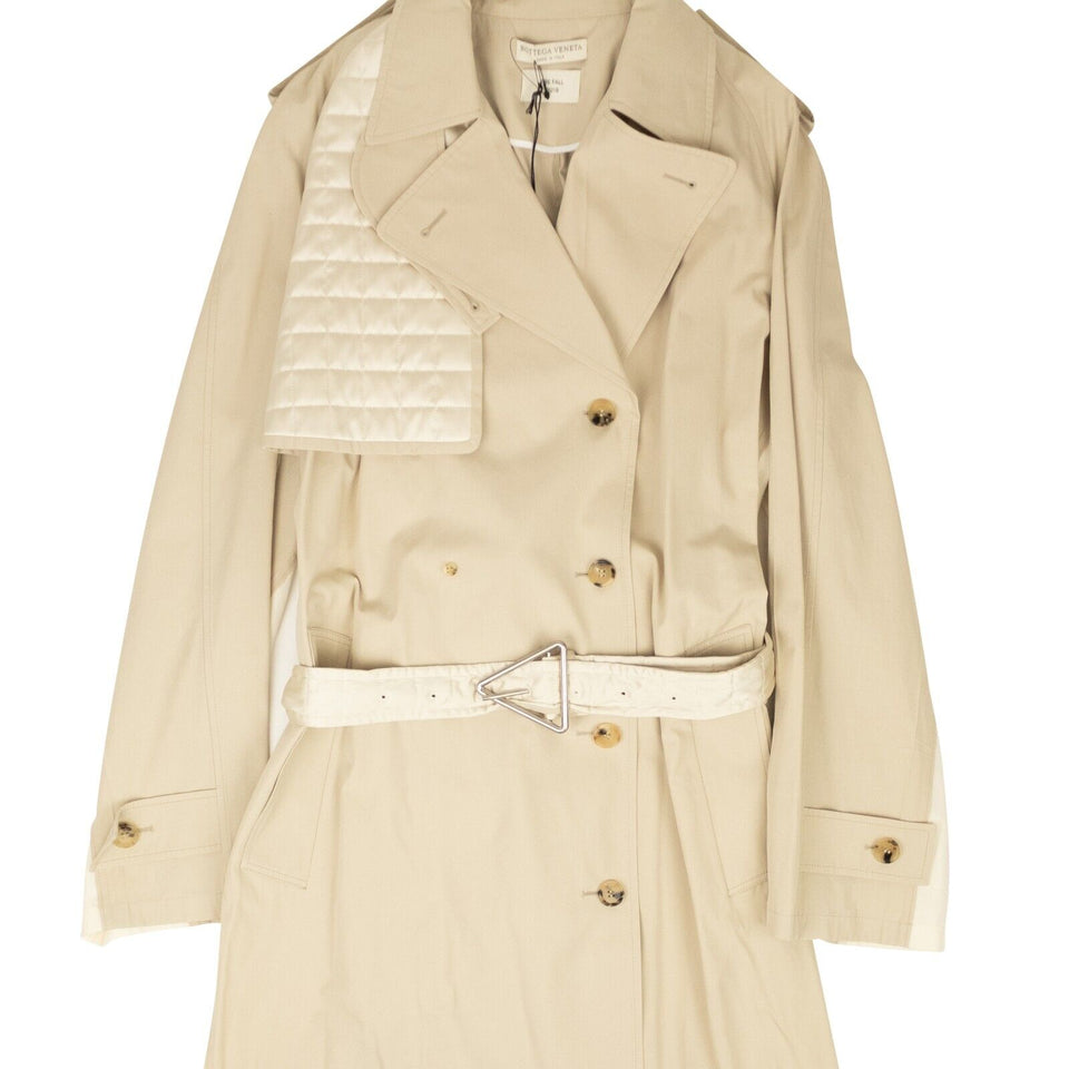 Beige Cotton And Satin Trench Coat