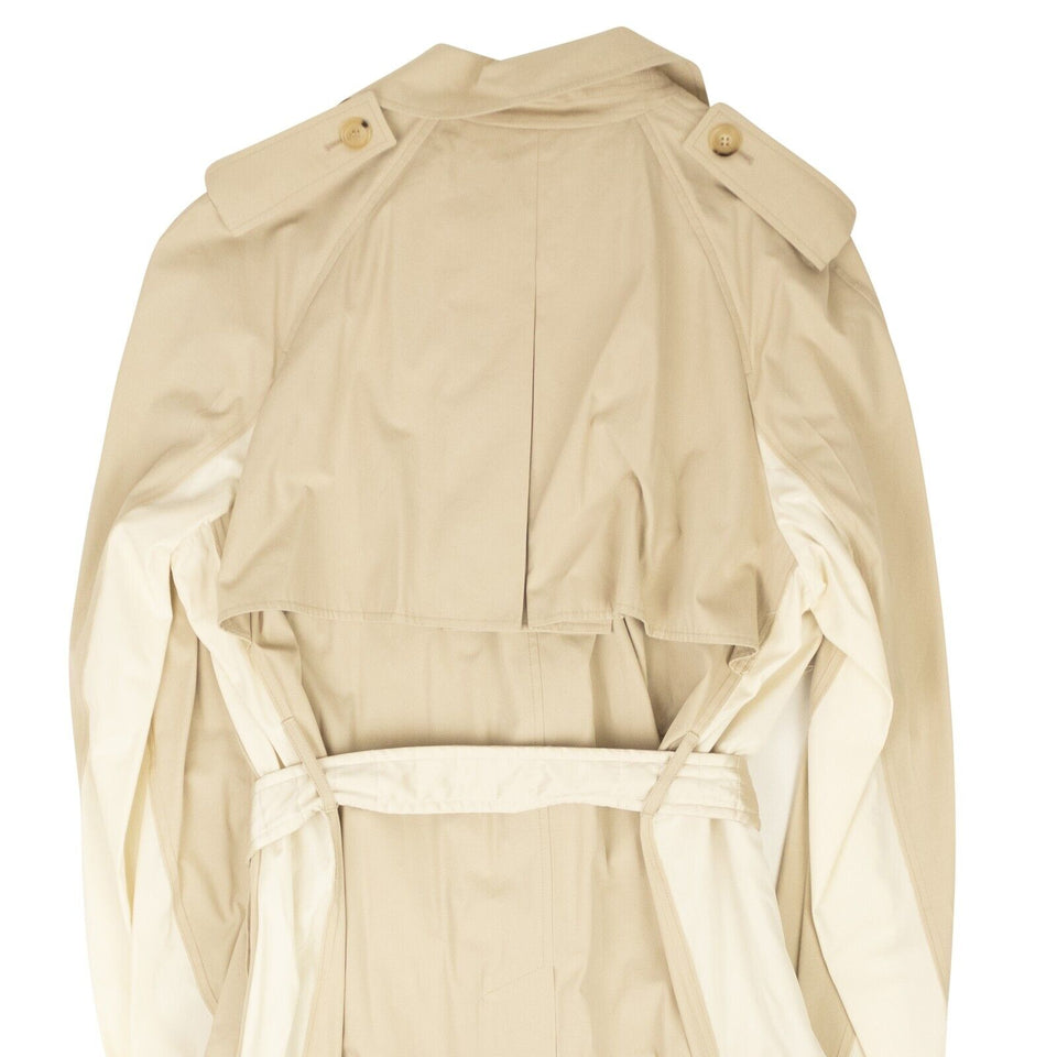 Beige Cotton And Satin Trench Coat