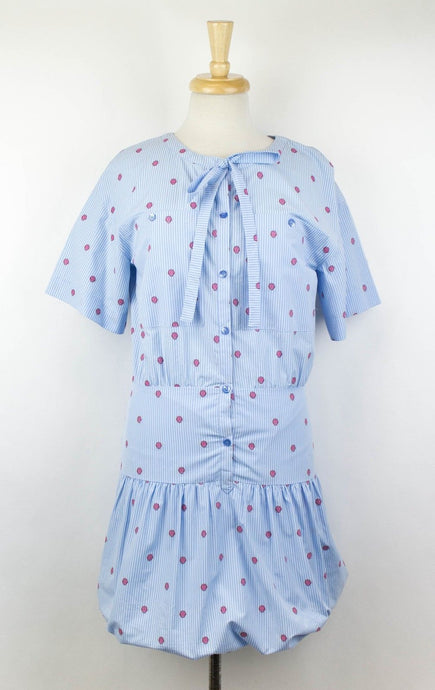 Moschino Women's Cotton Short Sleeve Striped Sea Shell Dress - Blue