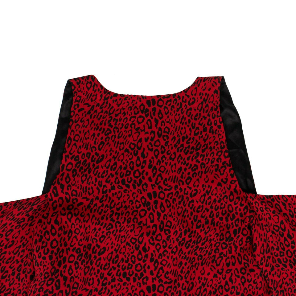 Women's Leopard Print Cold-Shoulder Mini Dress - Red