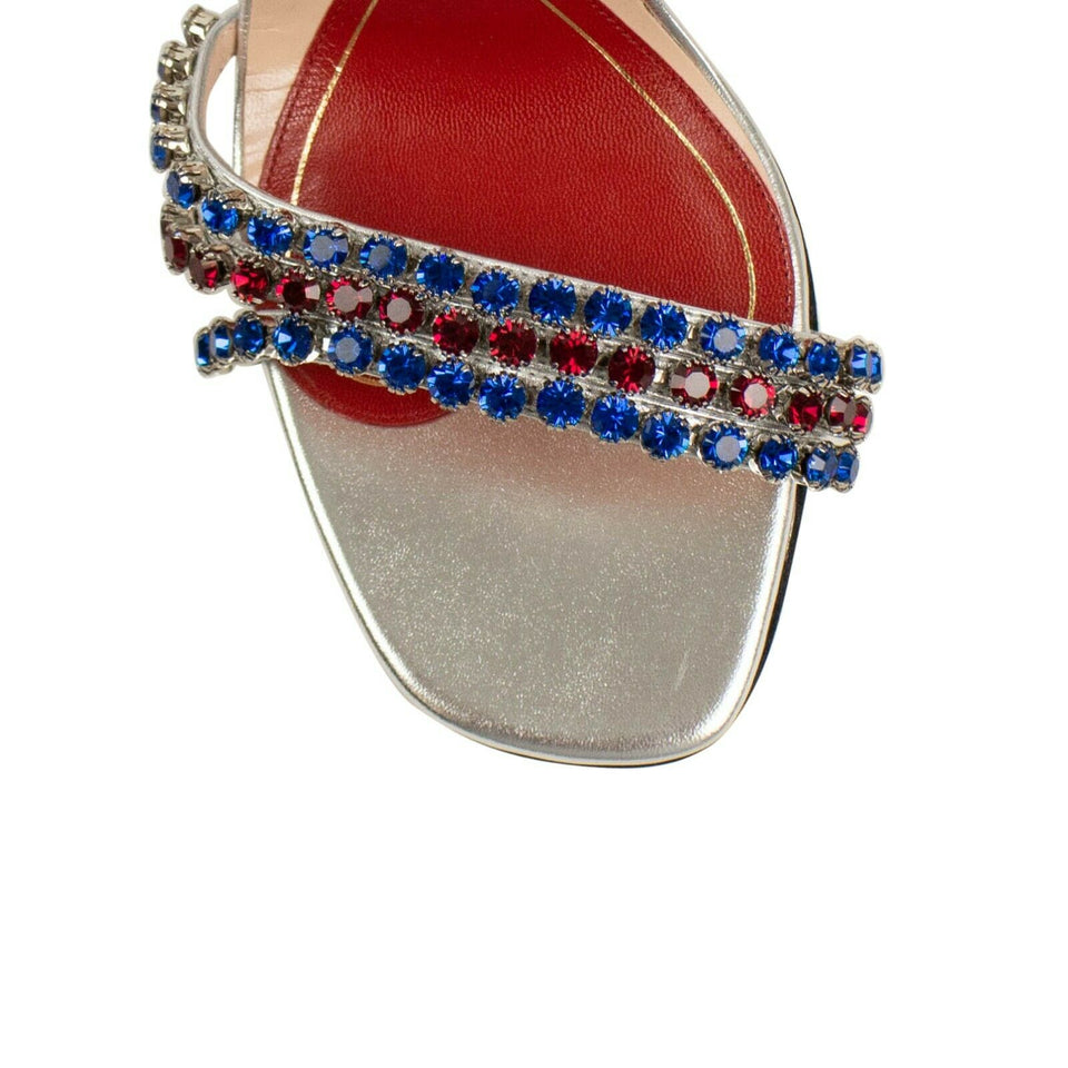 Women's Bertie Crystal Embellished Leather Sandal Pumps - Silver / Blue / Red