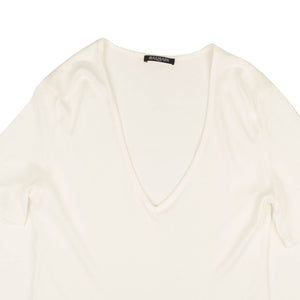 White Short Sleeve V-Neck Knit Top