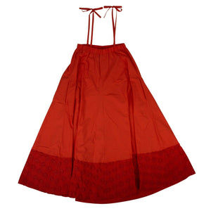 Cotton 'Floral Embroidered' Sleeveless Dress - Orange