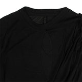 Women's Black Silk Draped T-Shirt