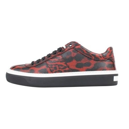 Men's 'Portman' Red And Black Leather Lace-Up Low-Top Sneakers