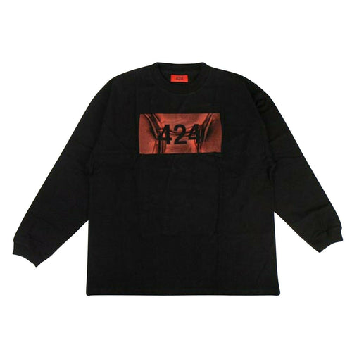 Cotton Logo Long Sleeve Crew Neck T-Shirt - Black