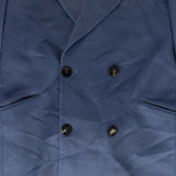 Midnight Blue Cashmere Double-Breasted Fitted Overcoat