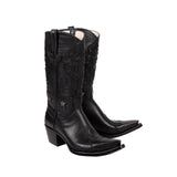 Black Leather Western Cowboy Boots