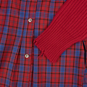 Red Contrast Panel Shirt Dress