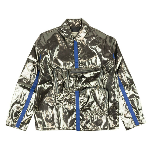 A-COLD-WALL* Men's Metallic Silver Collared Zip Up Jacket