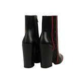 Women's Black Glitter Stripe Round Toe Boots