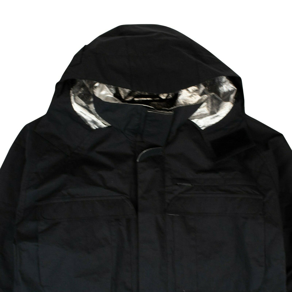 Men's Black Hooded Loose Fit Windbreaker Jacket