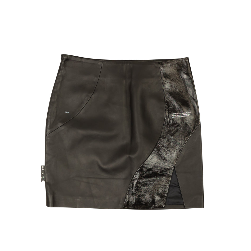 Black Leather Spiral Miniskirt