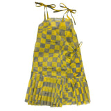 Yellow Check Asymmetric Dress