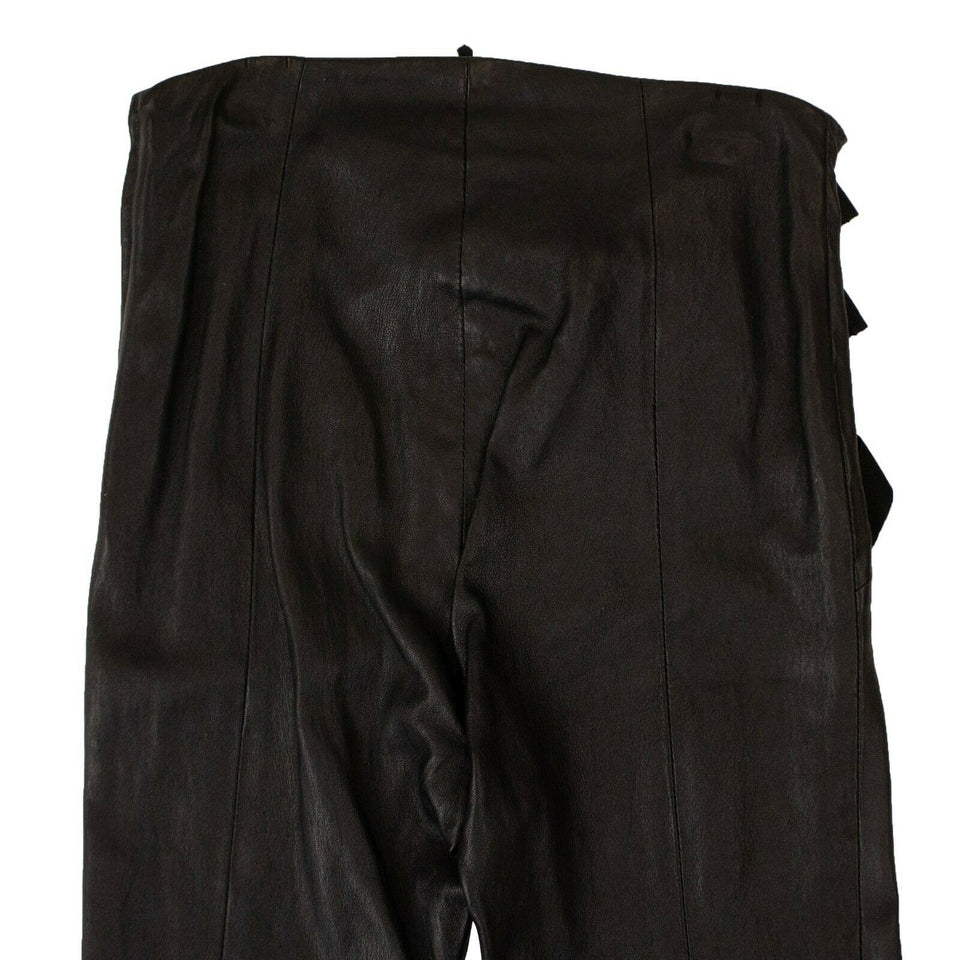 Women's Black Leather Bondage Strap Pants