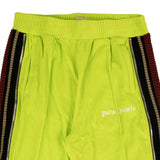 Green Velour Side Stripe Track Pants