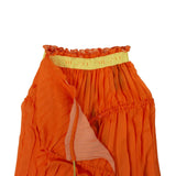 Pleated Drawstring Dress - Orange