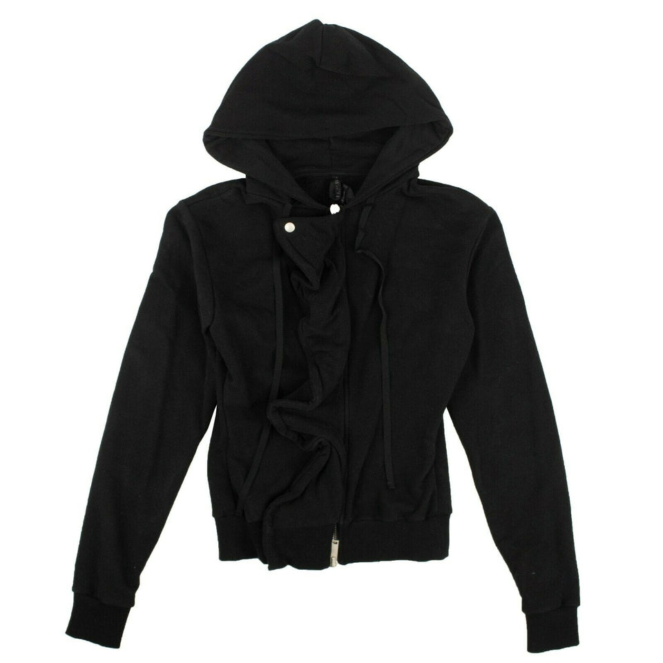 Women's Black Frill Trim Hoodie