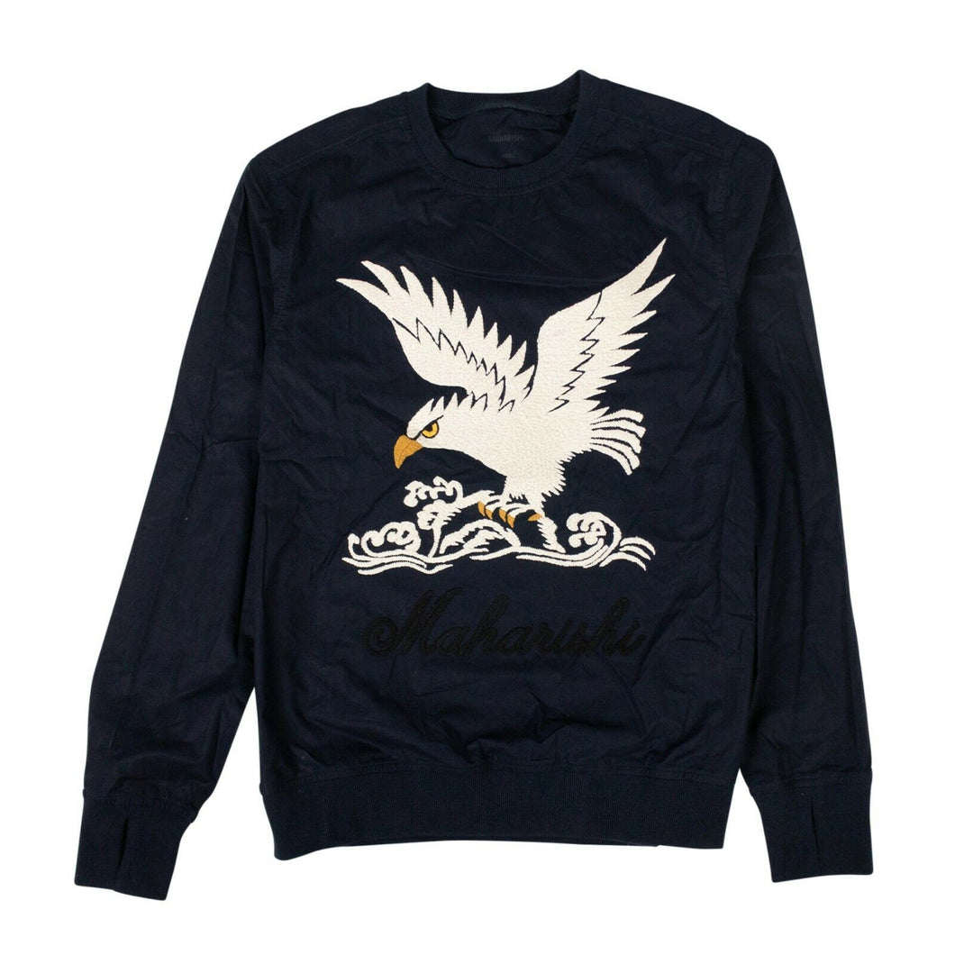 Organic Cotton Eagle Woven Track Top - Navy Blue