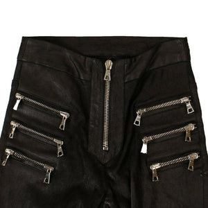 Women's Black Leather Slim Biker Pants