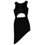 Women's Black Galaxy Cut Out Assymetric Dress