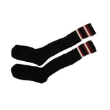 Men's Black And Bordeaux Ribbed Stiped Knee High Socks