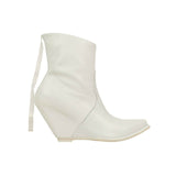 White Leather Western Low Boots