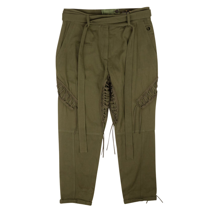 Women's Green Lace-Up Military Pants