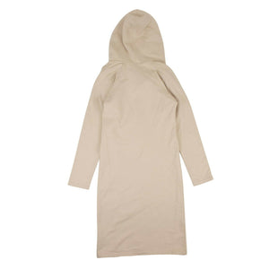 Tan Cotton Long Sleeve Hooded Midi Dress