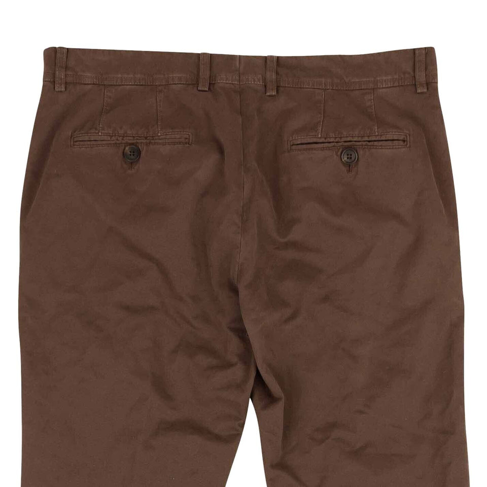 Brown Cotton Blend Chino Pants