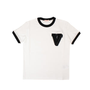 White Valentino COTTON T-SHIRT WITH V-3D PATCH