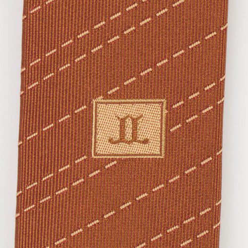 Silk Striped Neck Tie - Camel Brown