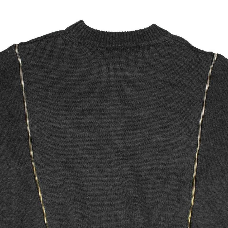 Gray Wool 'Pin My Heart' Zip Detail Sweatshirt