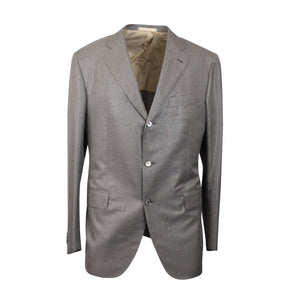 Grey Beige Silk Blend Single Breasted 3 Piece Suit
