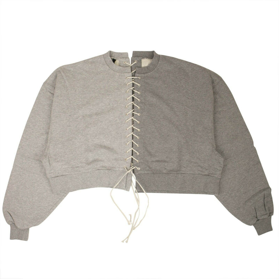 Gray Two Tone Lace Up Sweatshirt