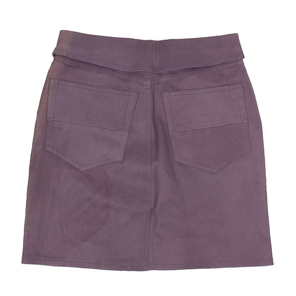 Women's Purple Leather Fold Over Mini Skirt