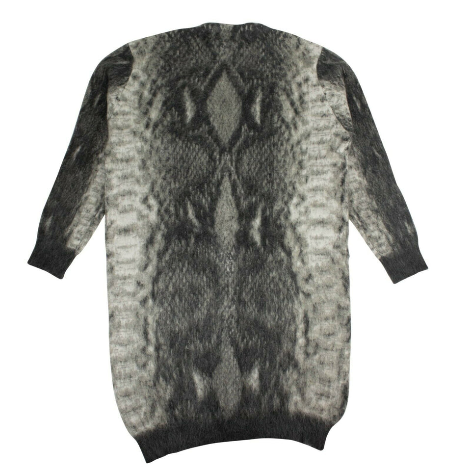 Women's Dark Gray Oversized Snakeskin Print Cardigan Sweater