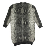 Women's Dark Gray Oversized Snakeskin Print Cardigan Sweater