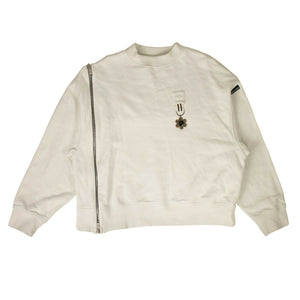 White Cotton 'Zipper' Crewneck Sweatshirt