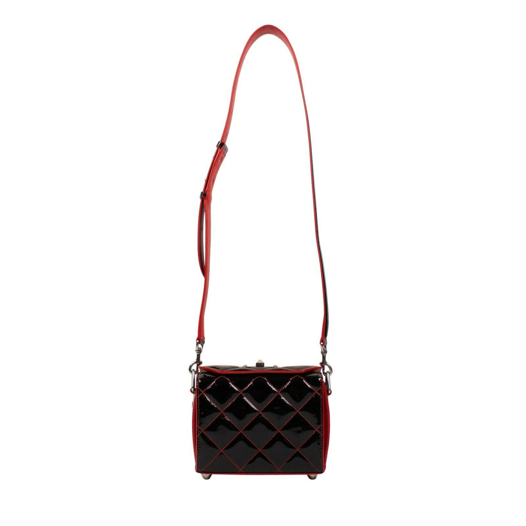 Patent Leather 'Box Bag 19' Quilted Bag - Black