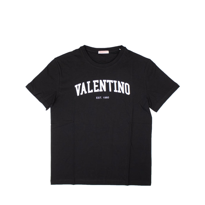 Black Valentino COTTON T-SHIRT WITH VALENTINO PRINT
